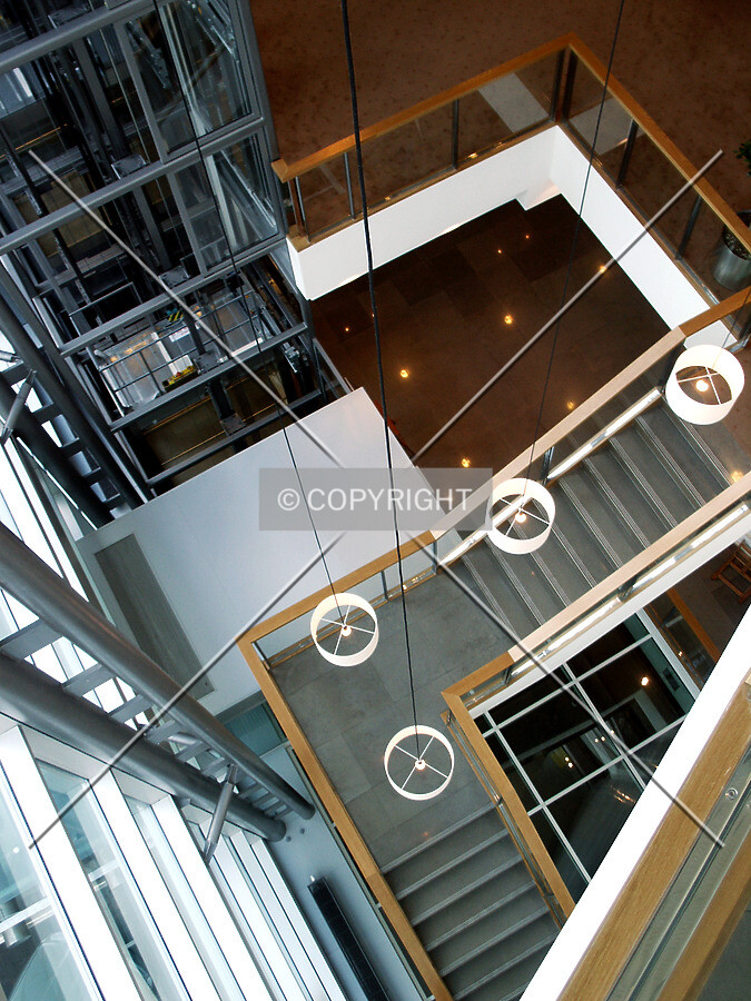 Looking down the north side of the atrium