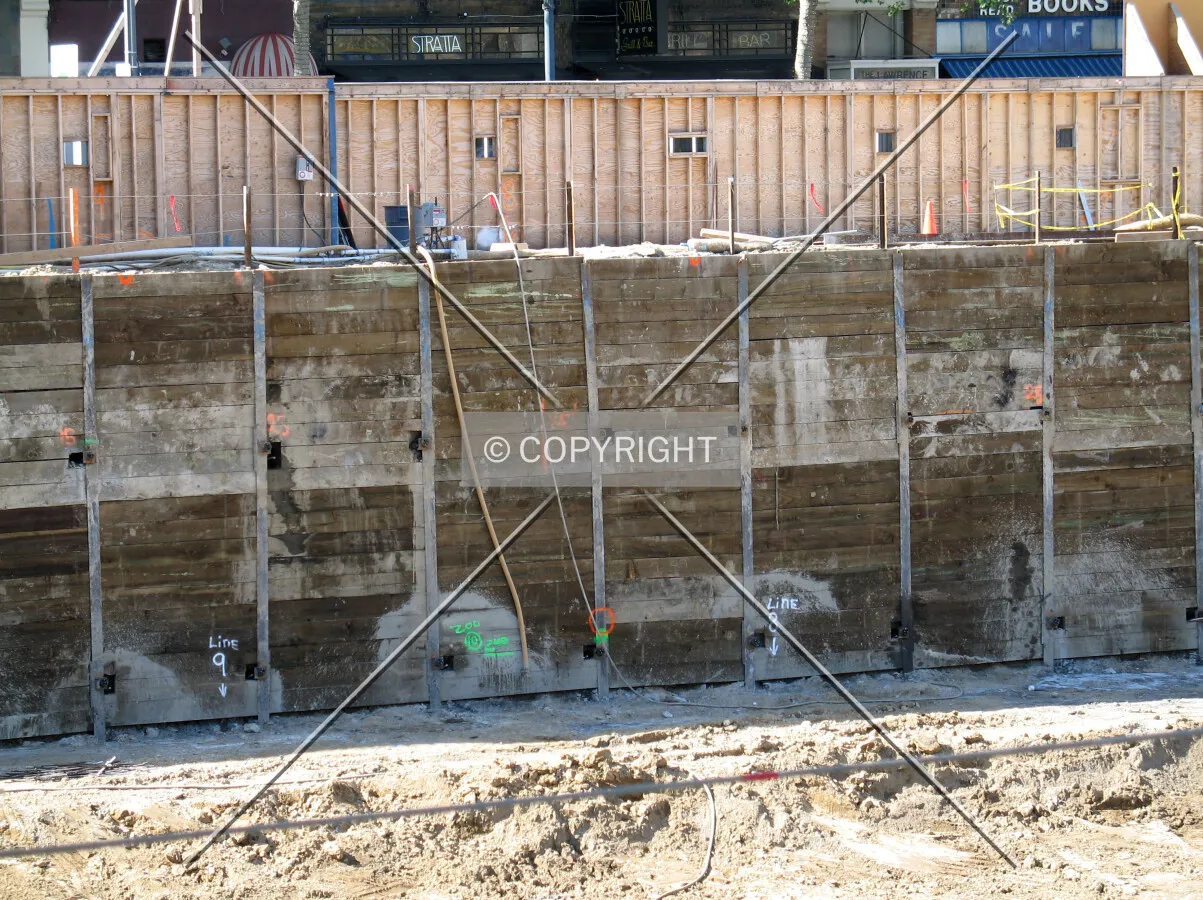 Shoring along the north side of the site following initital excavation