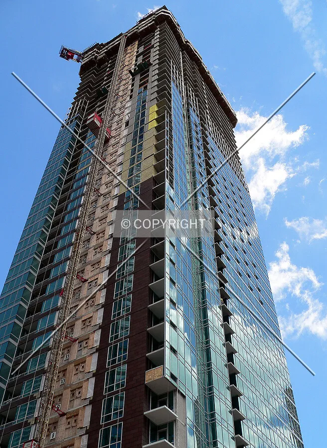 View up the southwest corner from Illinois Street and McClurg Court
