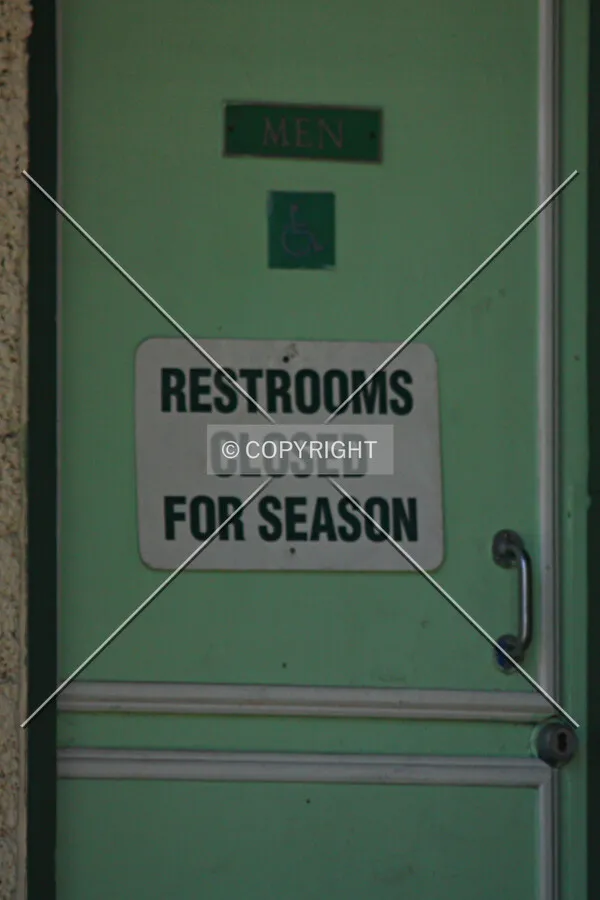 Sign on the men's restroom door; February 7, 2015