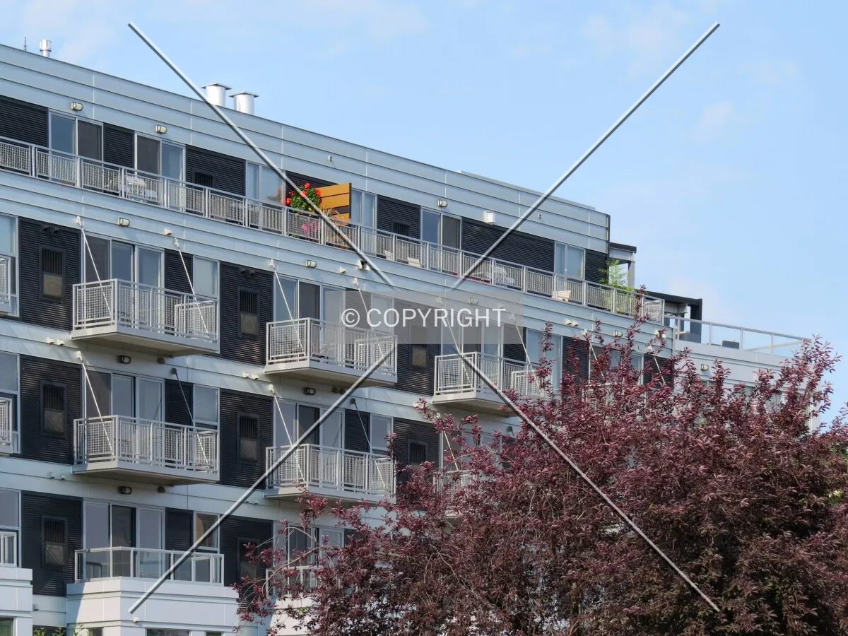 Balconies and terraces with park, lake, and skyline views