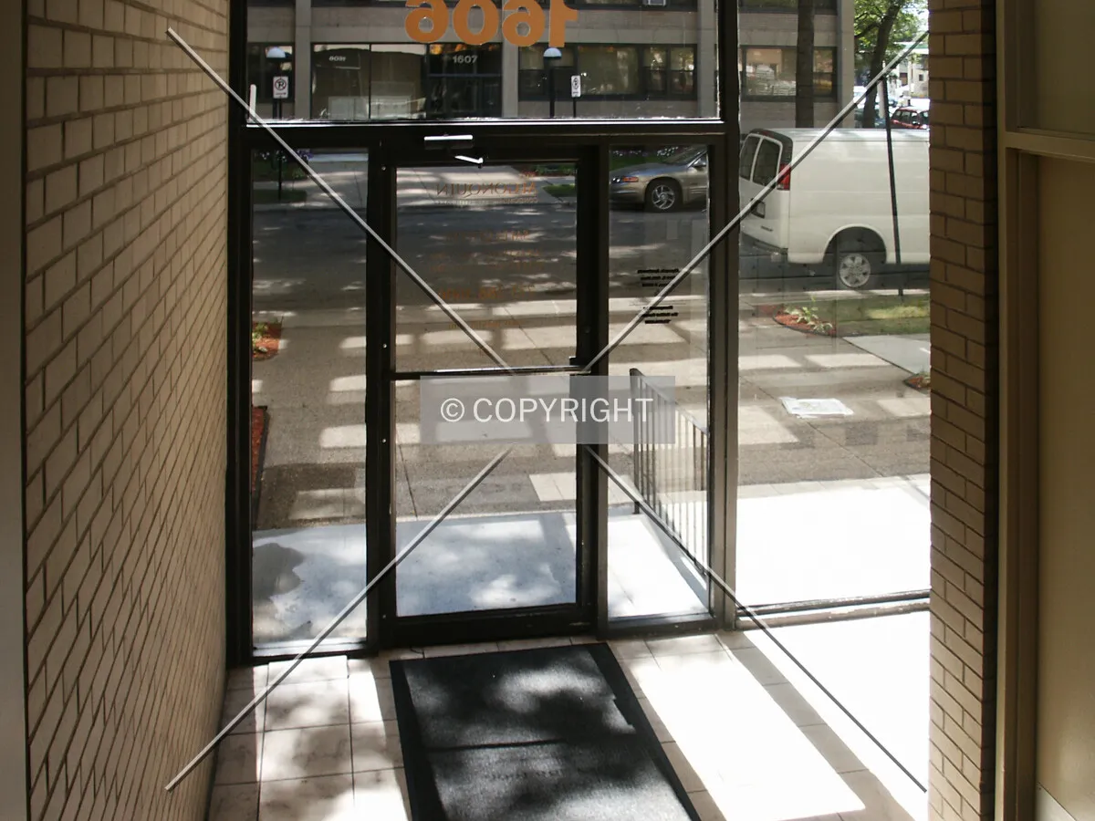 Looking down into the front vestibule