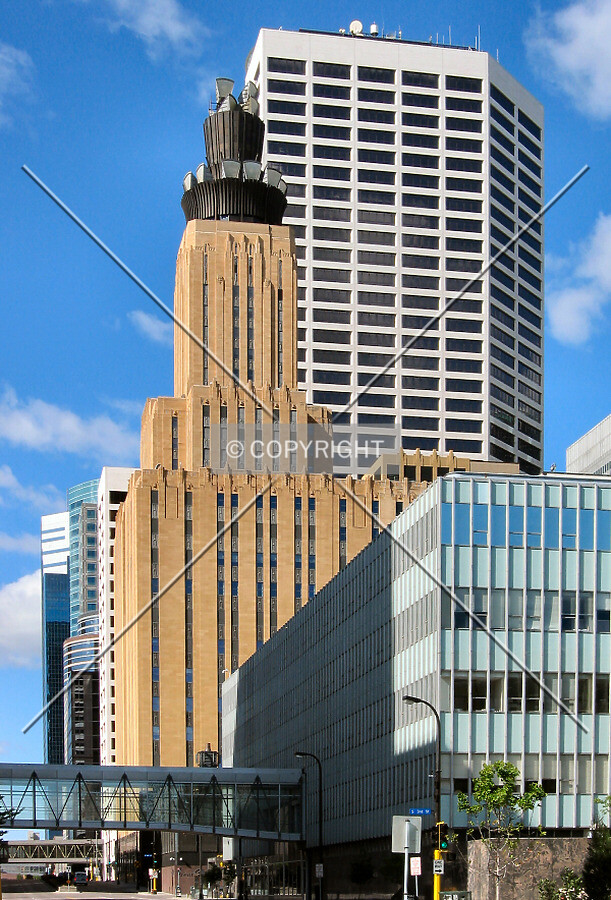 View to the south along 3rd Avenue South, US Bank Plaza I rising behind