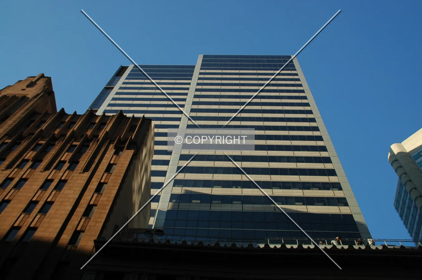 Looking up the south facade