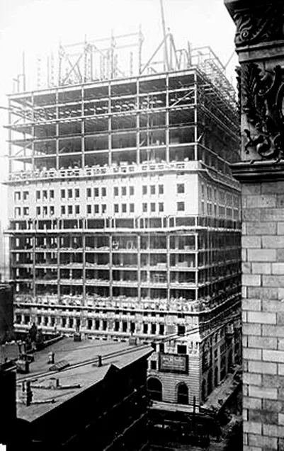 View from the southeast during construction