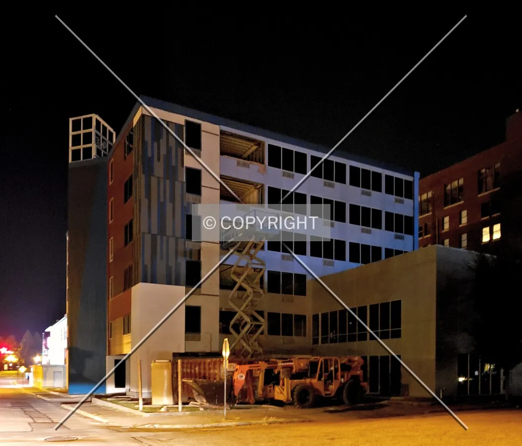 Night view during renovation; September 28, 2019