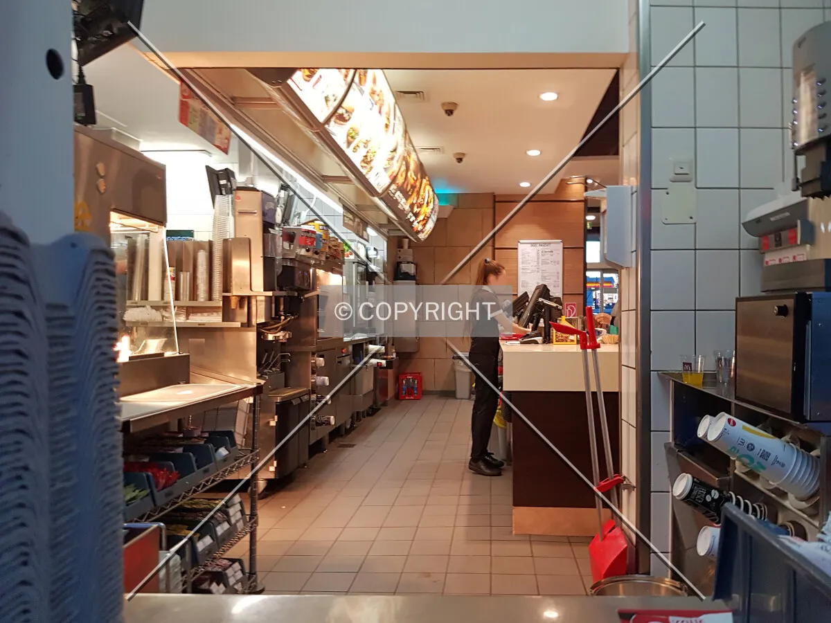 Looking inside the fast-food restaurant