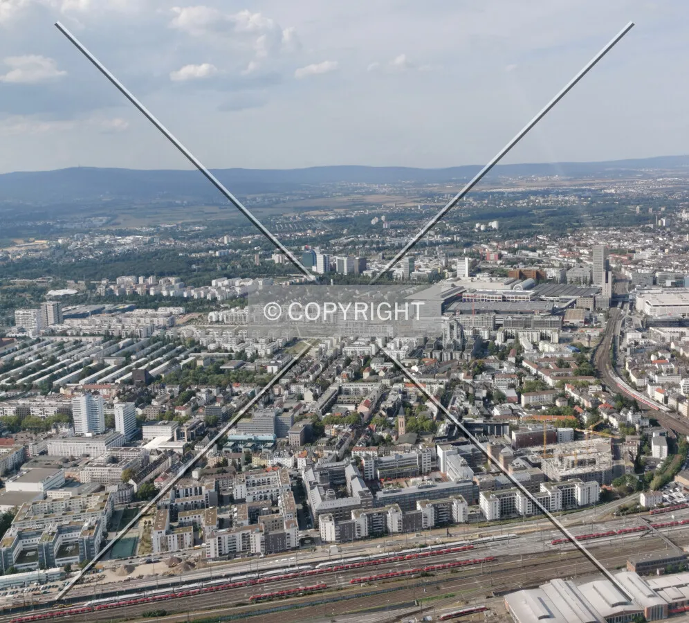 Flight with a helicopter over Frankfurt