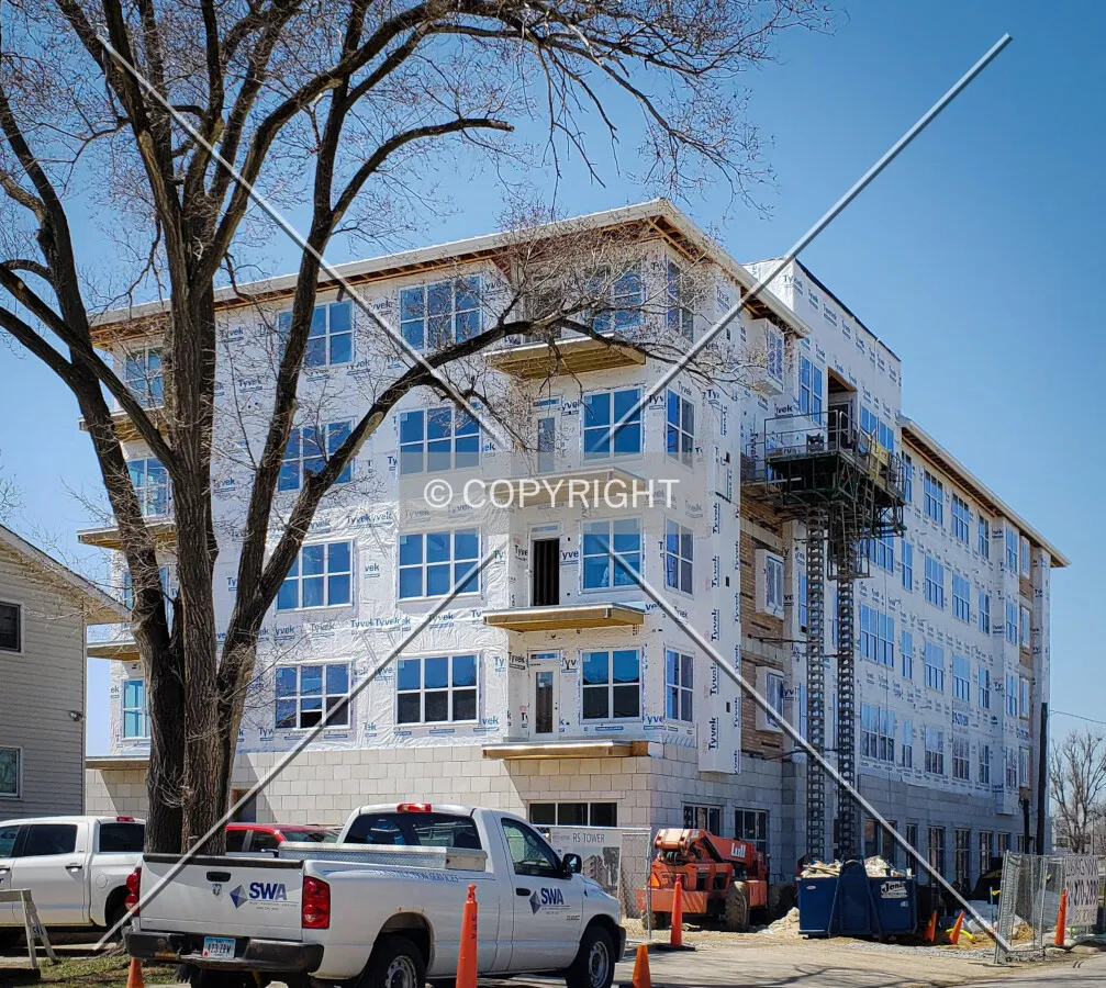 From the northeast during construction; April 19, 2021