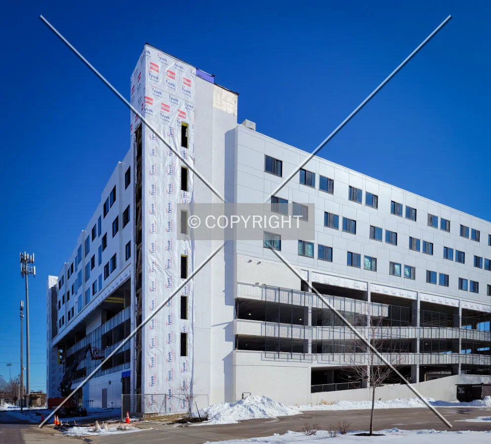 From the northeast during construction; February 5, 2022