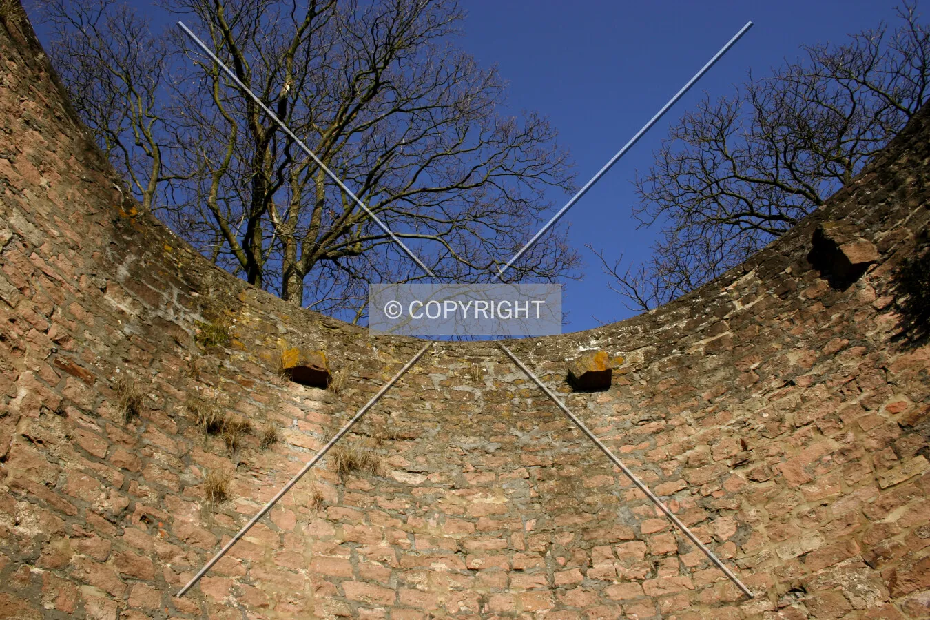 Looking up from inside the half-circle