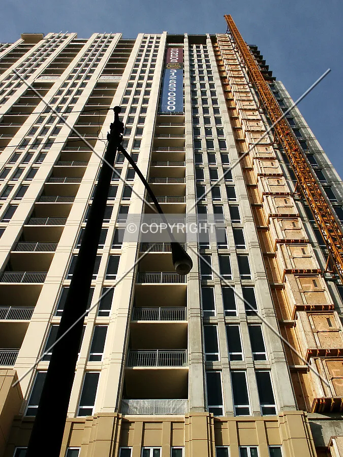Looking up the south facade