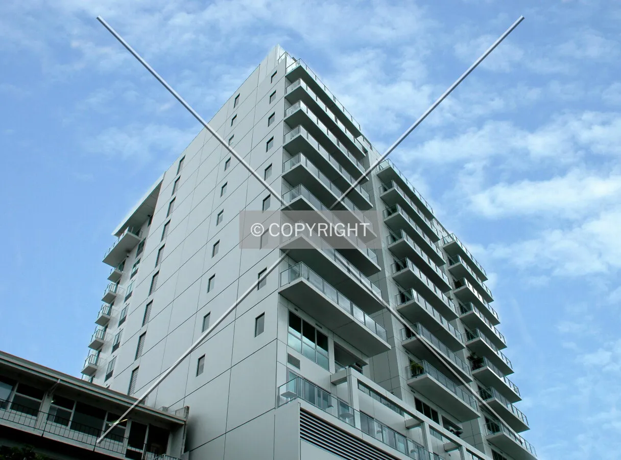 Looking up the southeast corner