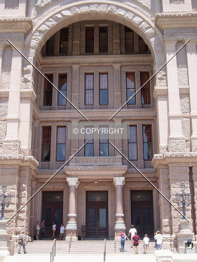 The front entrance on the south side