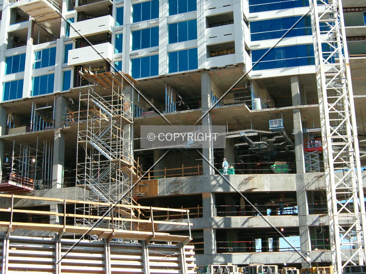 View of the rear of the towers lower floors