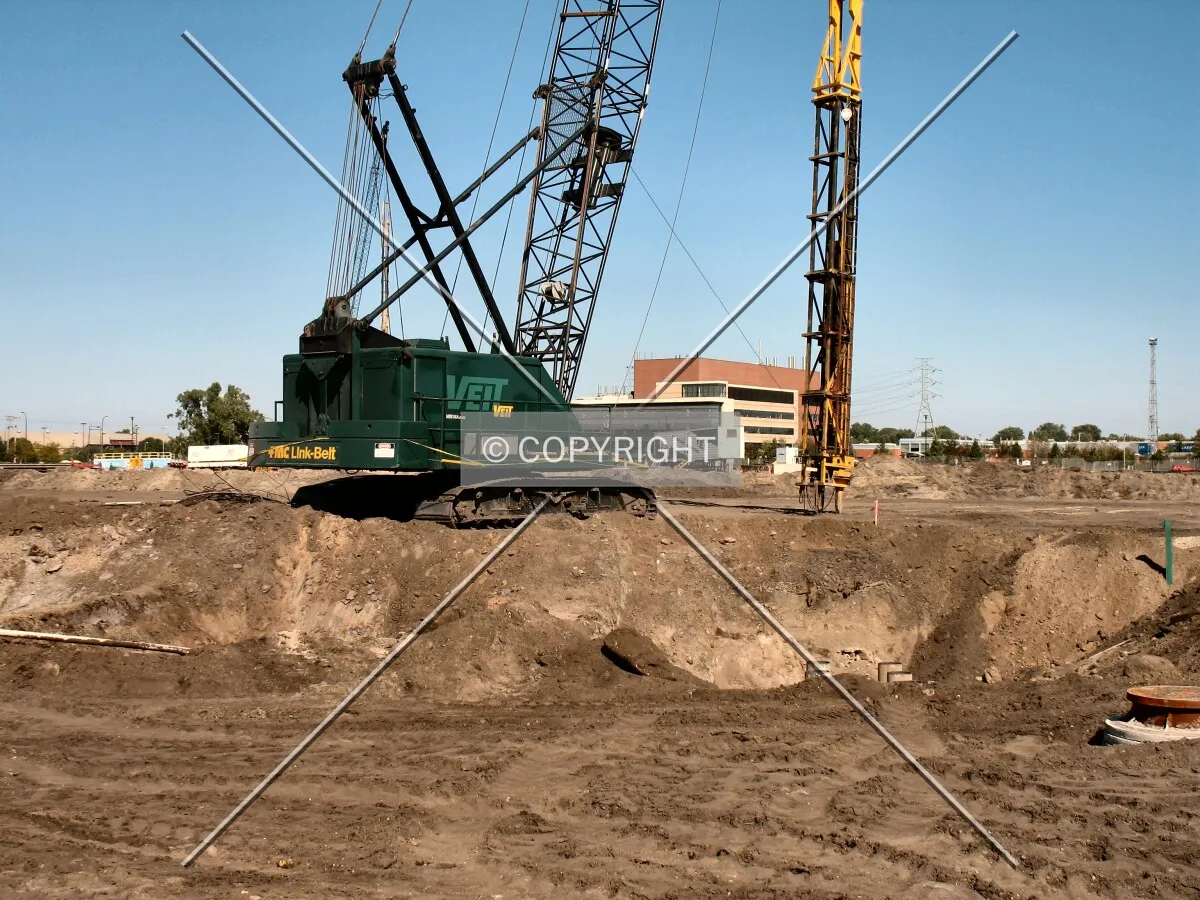 Piledriver, and partially-hidden driven piles