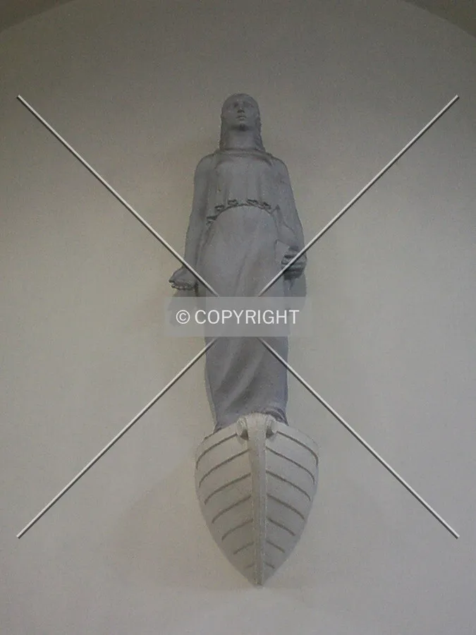 Statue on the south wall of the lobby