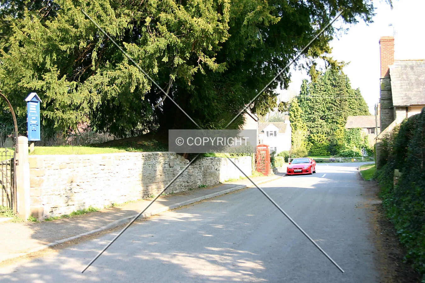 Looking down through the centre of the village