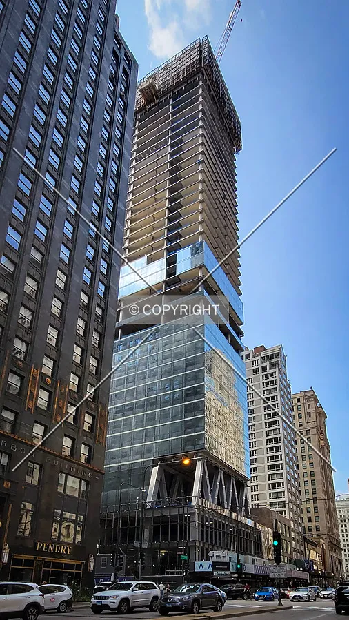 From the southeast during construction; July 31, 2021