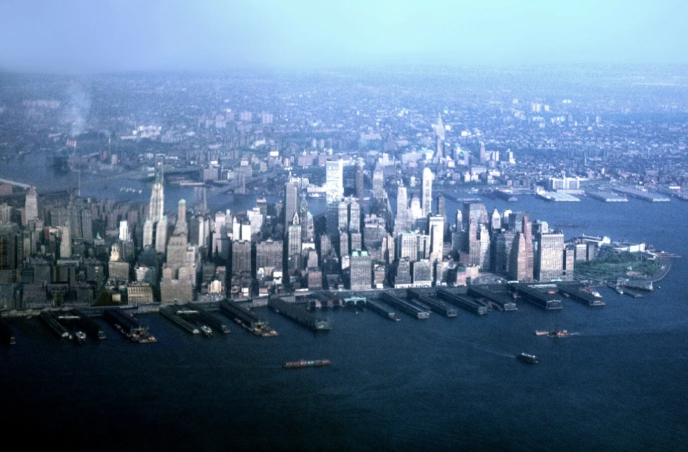 View from the northwest before construction of the World Trade Center