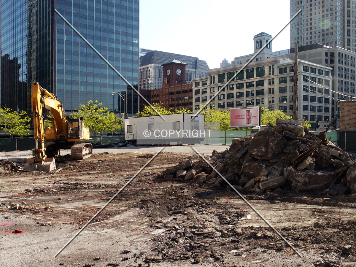 Site preparation viewed from the northeast