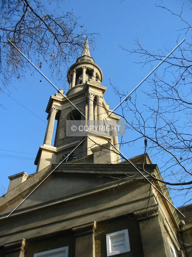 Looking up from the churchyard