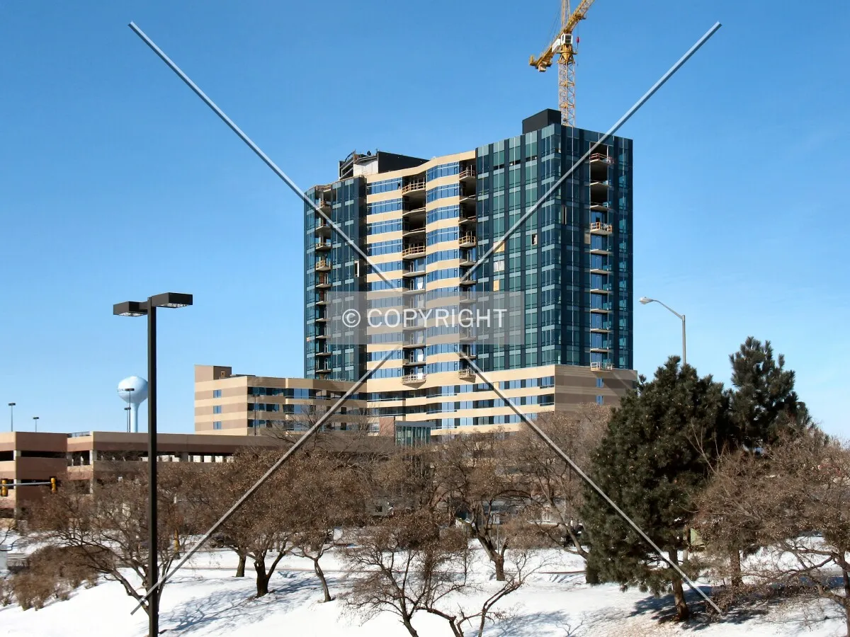 View to the northwest from the north entrance to the Hennepin County Southdale Service Center