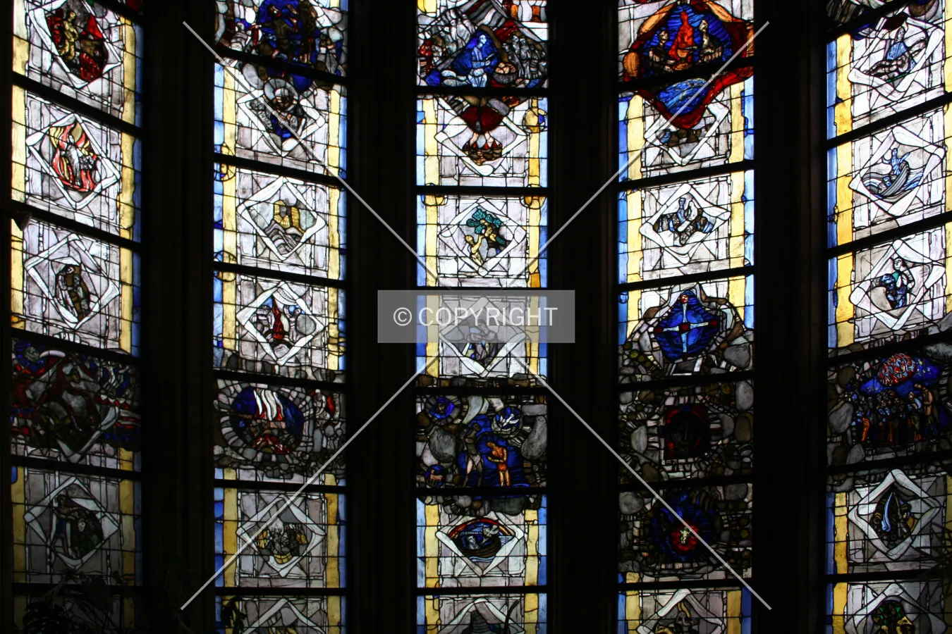 Stained glass windows in the apse