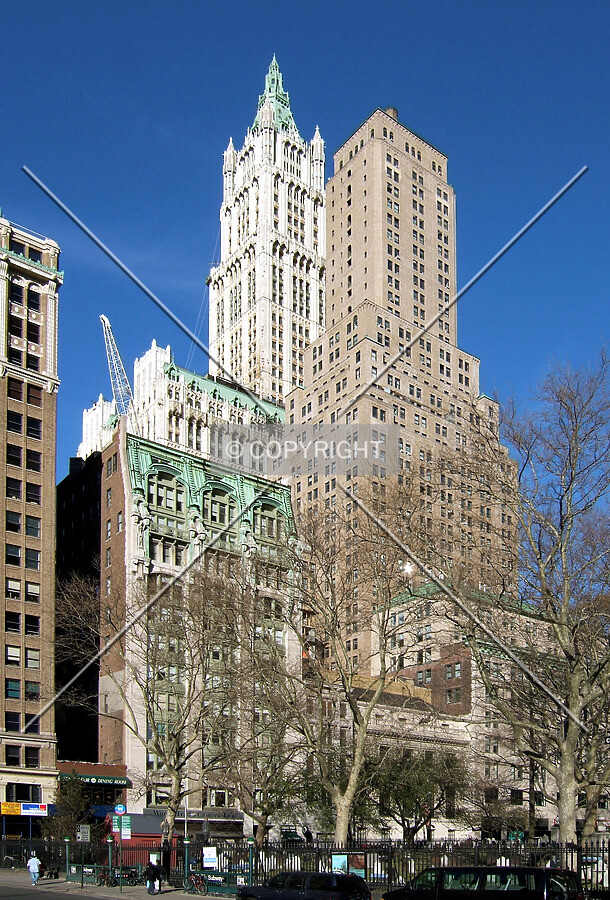 View from the southwest across Vesey Street