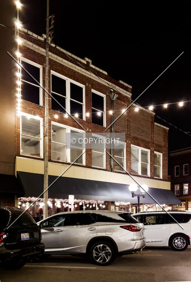 View from the southwest at night; December 2, 2018
