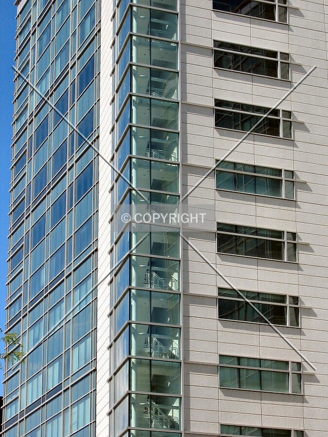 Rear facade detail, interior stairwell visible