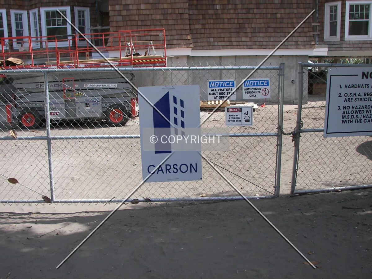 View of the construction company sign