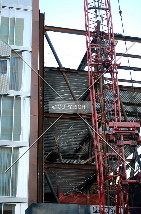 Close-up of the steel frame