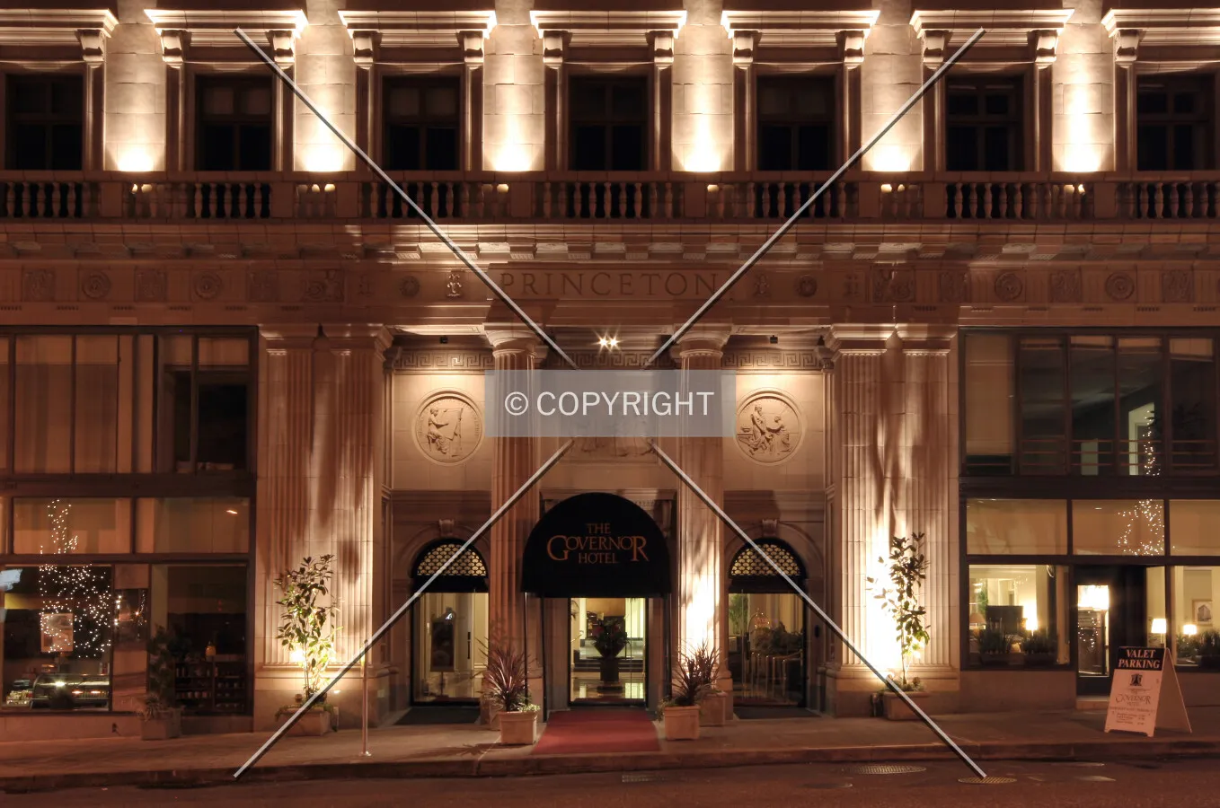 Main entrance at night