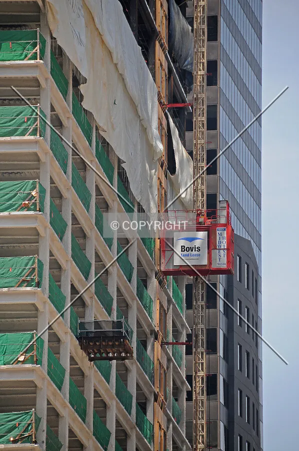 Construction skip ridding up the north side