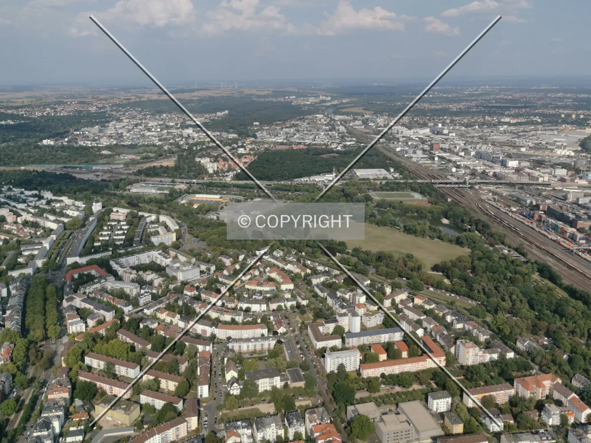 Flight with a helicopter over Frankfurt