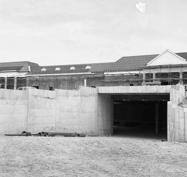 Vintage view while under construction; 1973