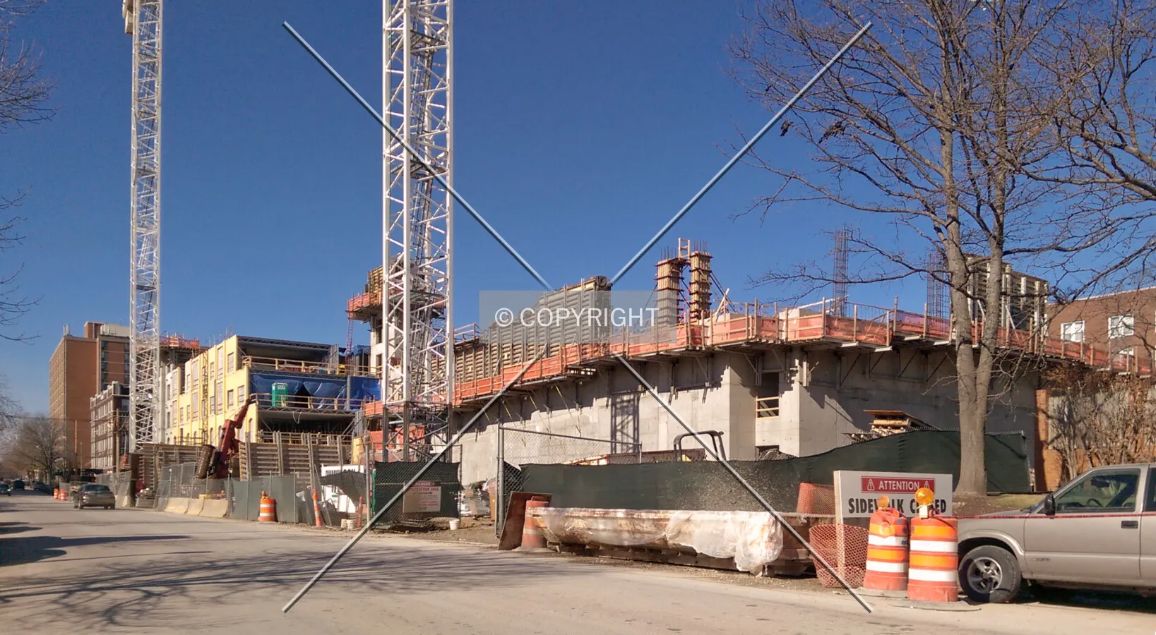 View from the southeast during construction; January 30, 2015