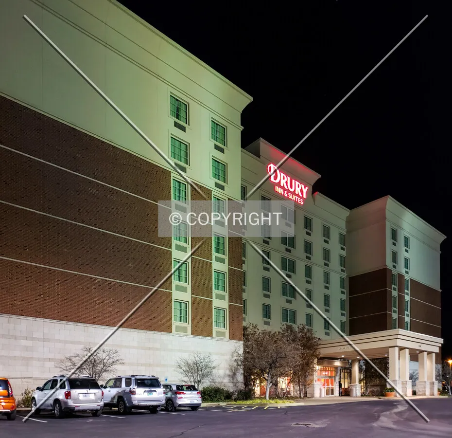 View from the southwest at night; December 17, 2018