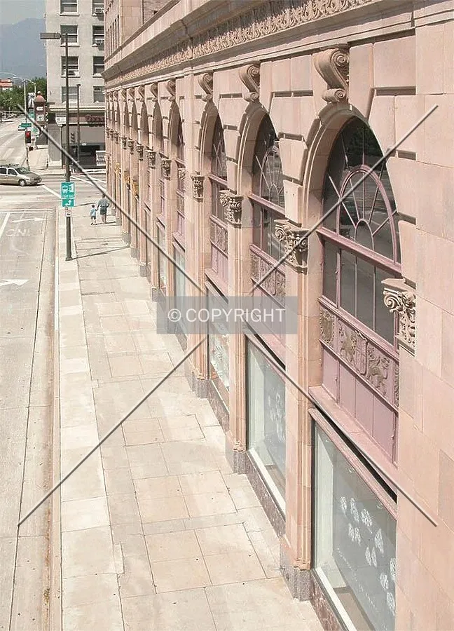 First floor detail and sidewalk