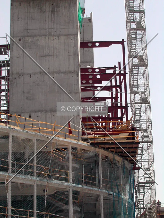 Steel frame of the north tower