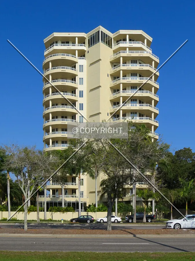 Full front elevation from across Bayfront Drive