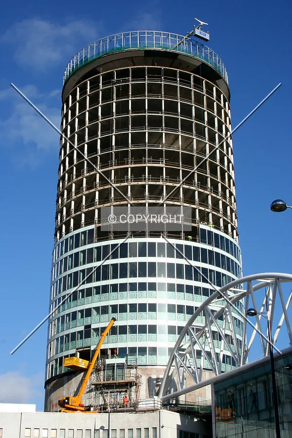 View from Smallbrook Queensway showing partial facade installation