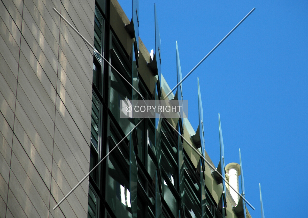 Glass panels on the west facade