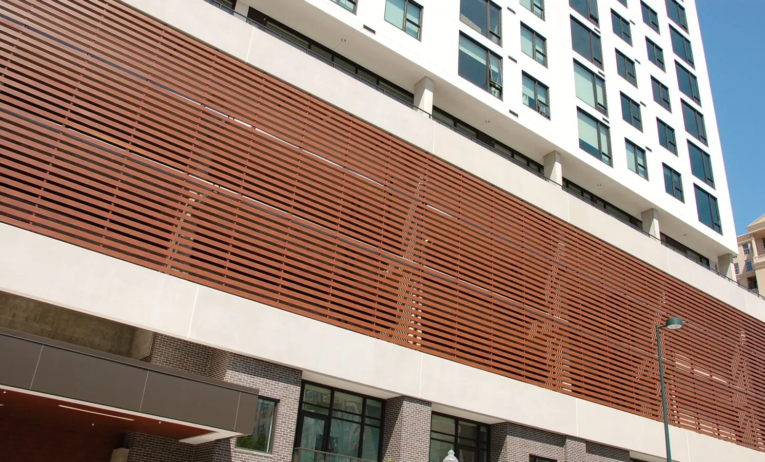 Grill covering some of the parking levels