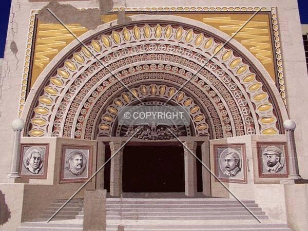 Painted archway based on a Louis Sullivan design