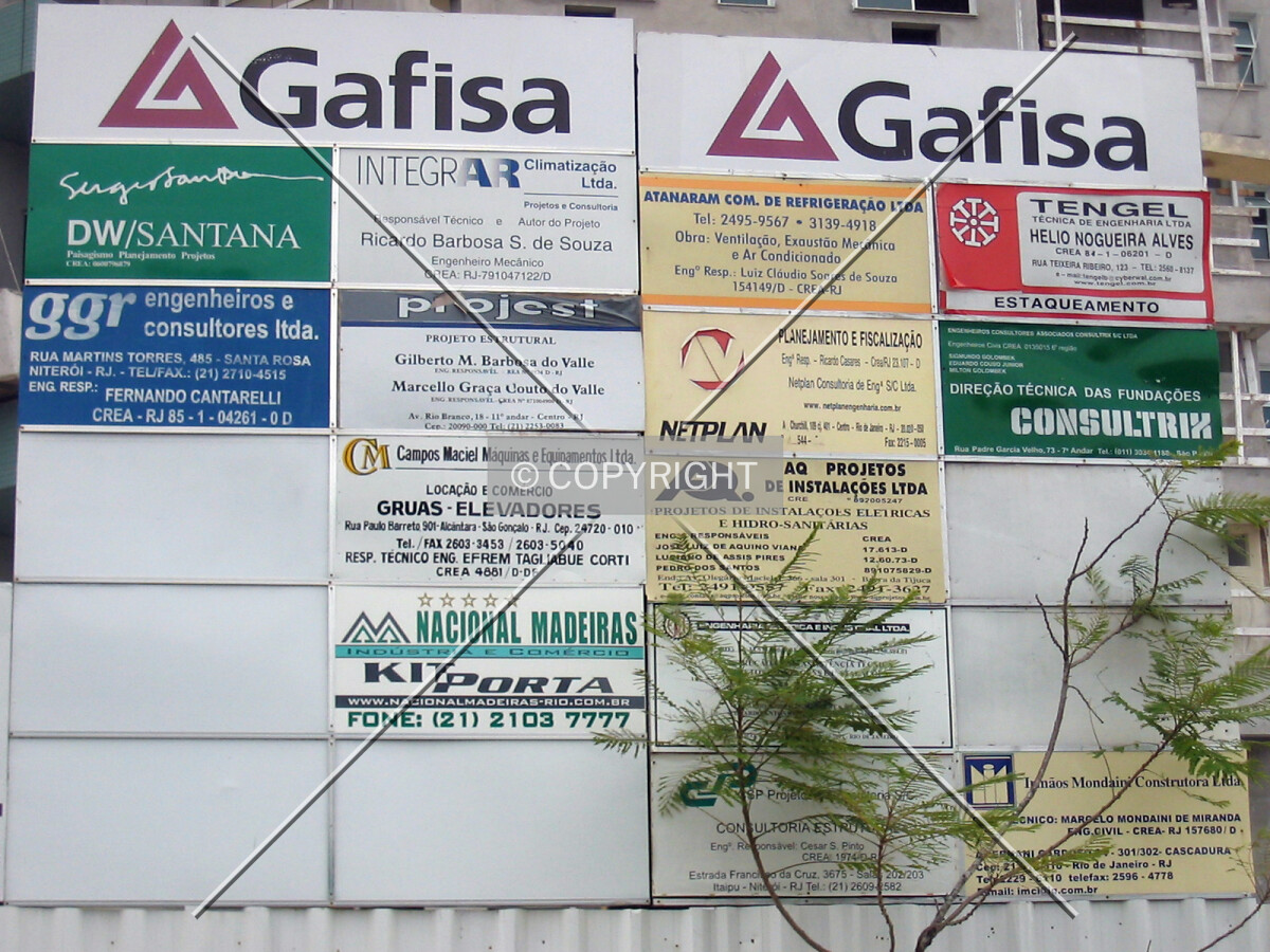 Sign showing companies' involvement