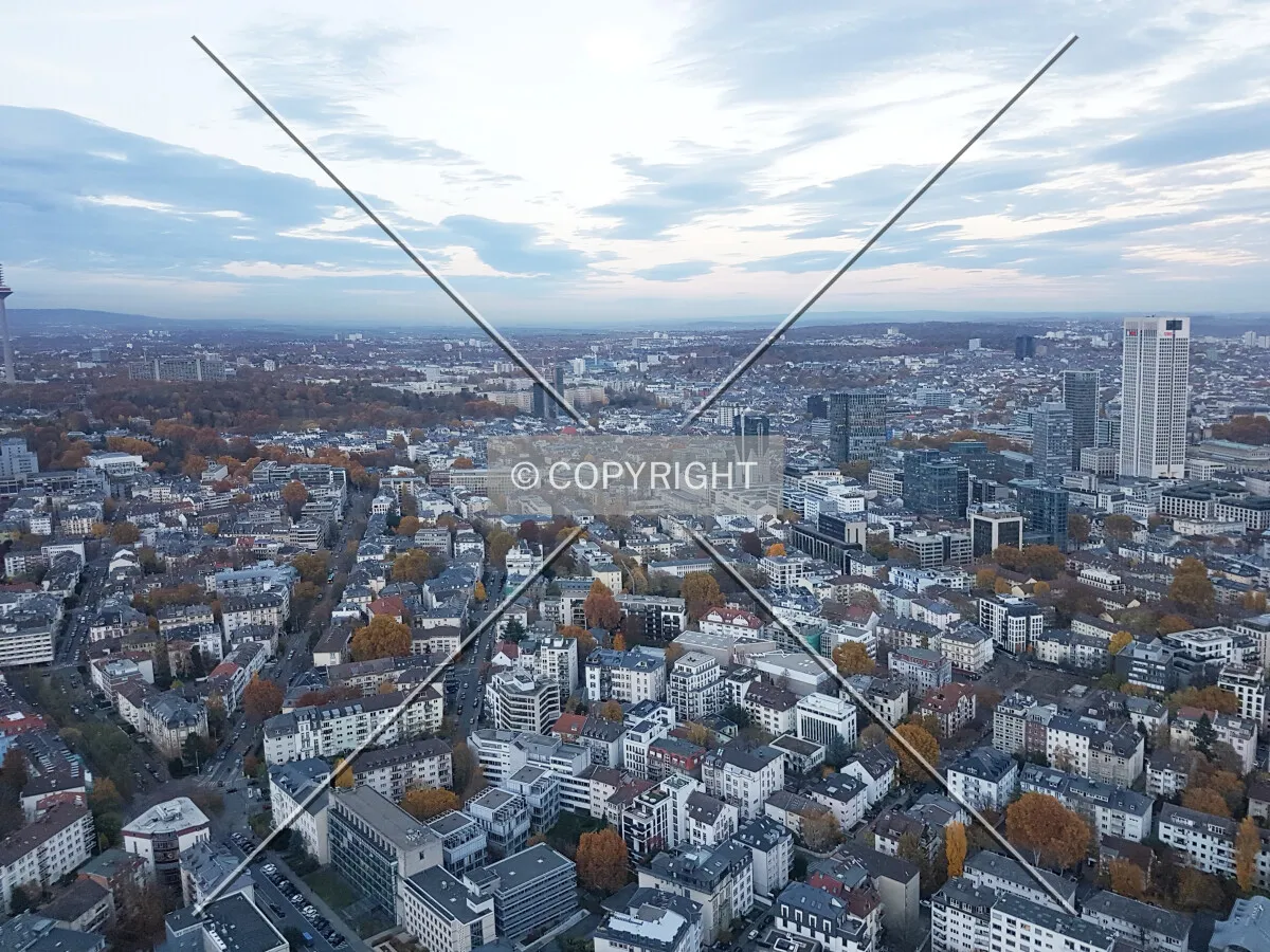 Looking over Frankfurt Westend district from Tower 185