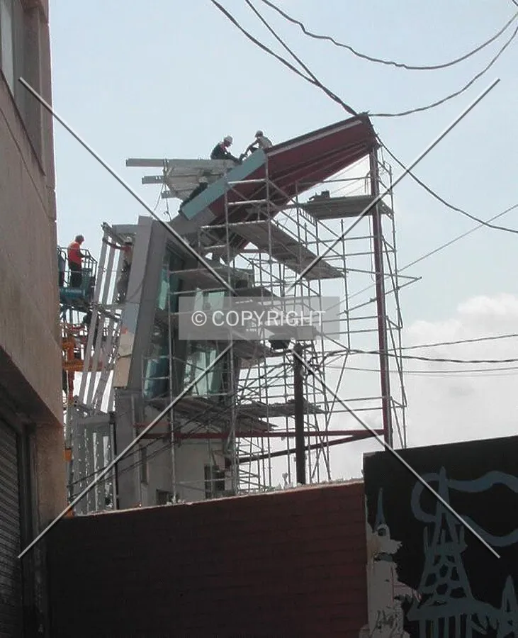 Some workers working on the test zone