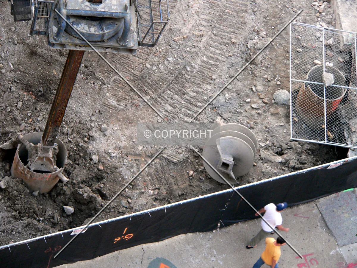 Several caissons on the northeast corner of the site